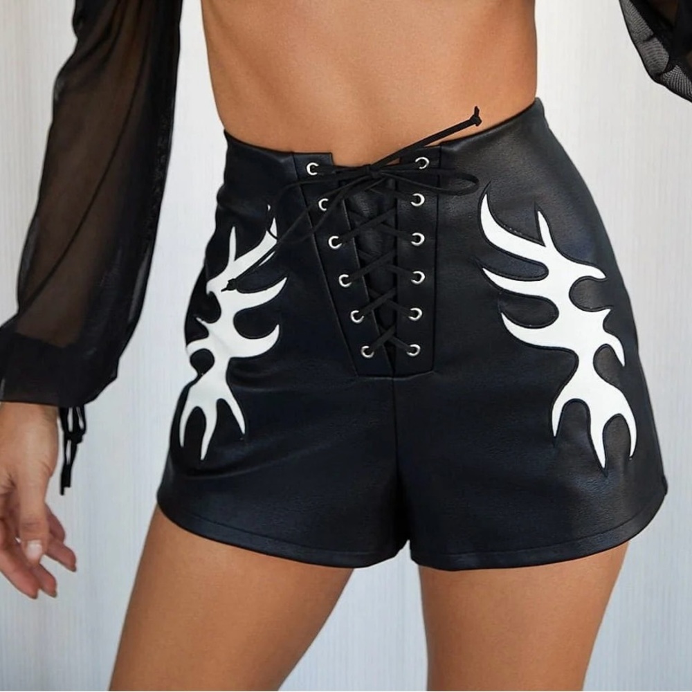 12th Tribe Danica Black Vegan Leather Shorts
